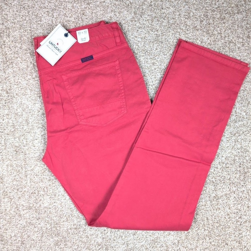 UNTUCKit El Circo Red‎ Pants Mens 35x32 Straight Fit Garment Dyed NWT